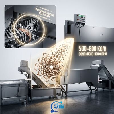 Хорошая цена Skid Mounted Shrimp Head Removal Machine SUS316L 1200-1800KG 9.0KW 60Hz For Food Processing Factory онлайн
