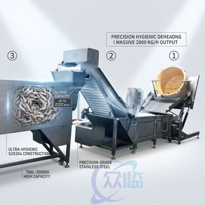 Хорошая цена Plant Scale Shrimp Deheading Sorting Machine SUS304 Stainless Steel 2500-3000KG 11.7KW 380V онлайн